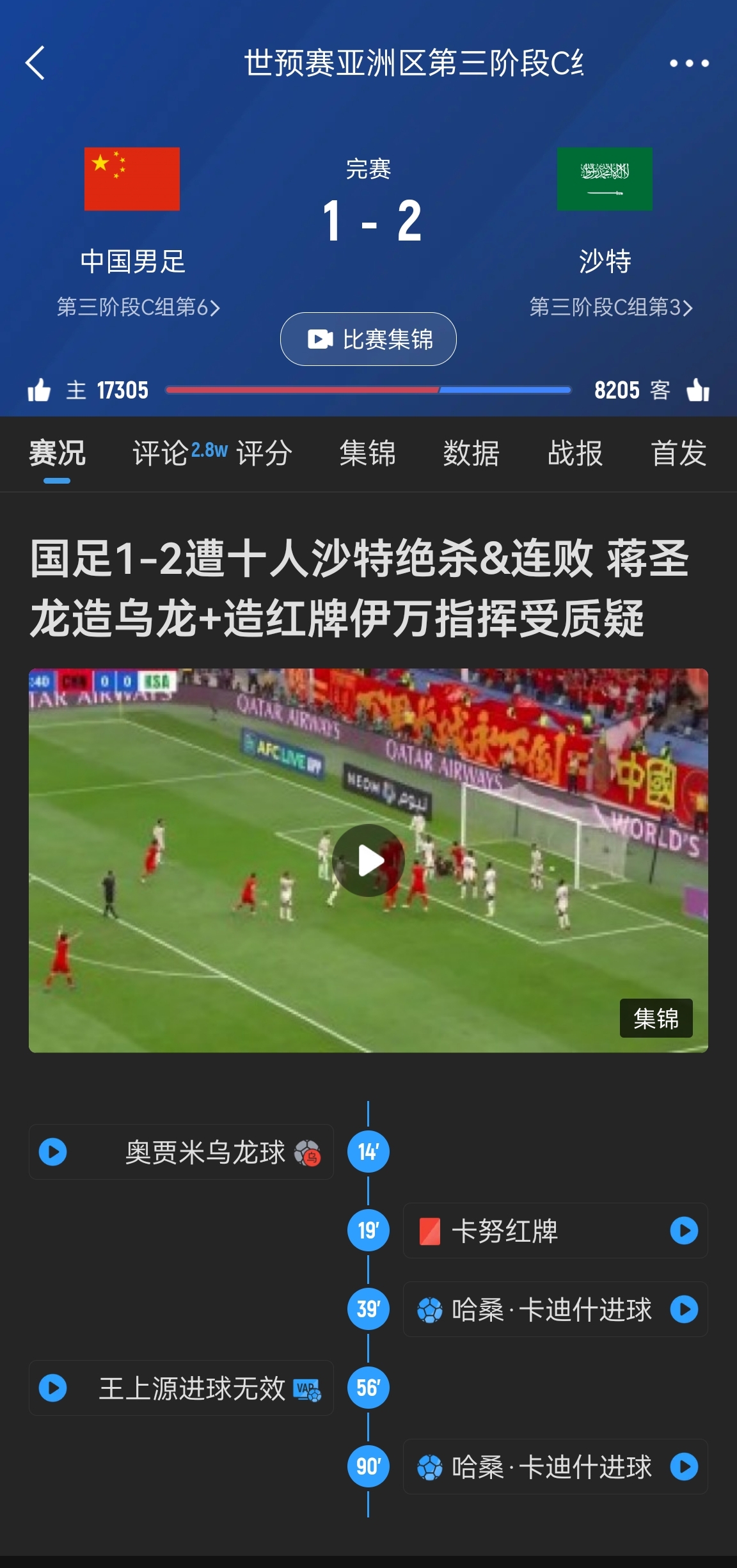  今天什么劇本？首戰(zhàn)沙特也是半場紅牌+蔣光太傷退，最后國足被翻