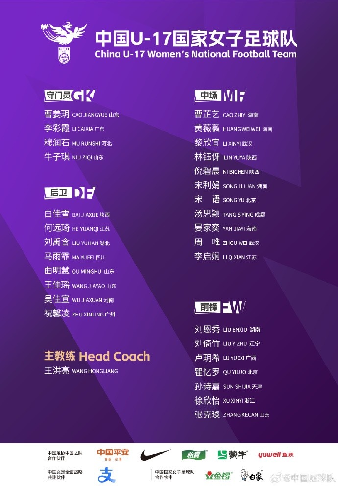  U17女足30人將在蘇州集訓(xùn)備戰(zhàn)世界杯，姜寧、朱挺擔(dān)任訓(xùn)練員