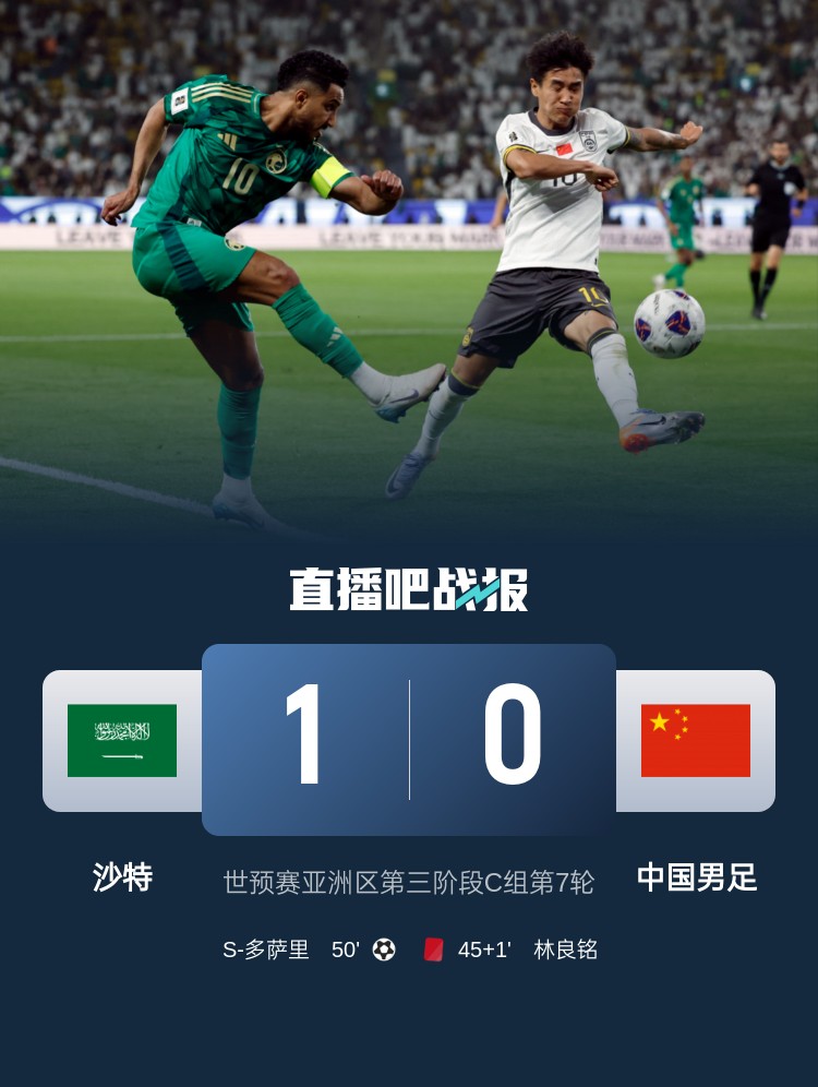  1-0小勝國(guó)足終結(jié)沙特在18強(qiáng)賽191天的進(jìn)球荒，上次進(jìn)球也是戰(zhàn)國(guó)足