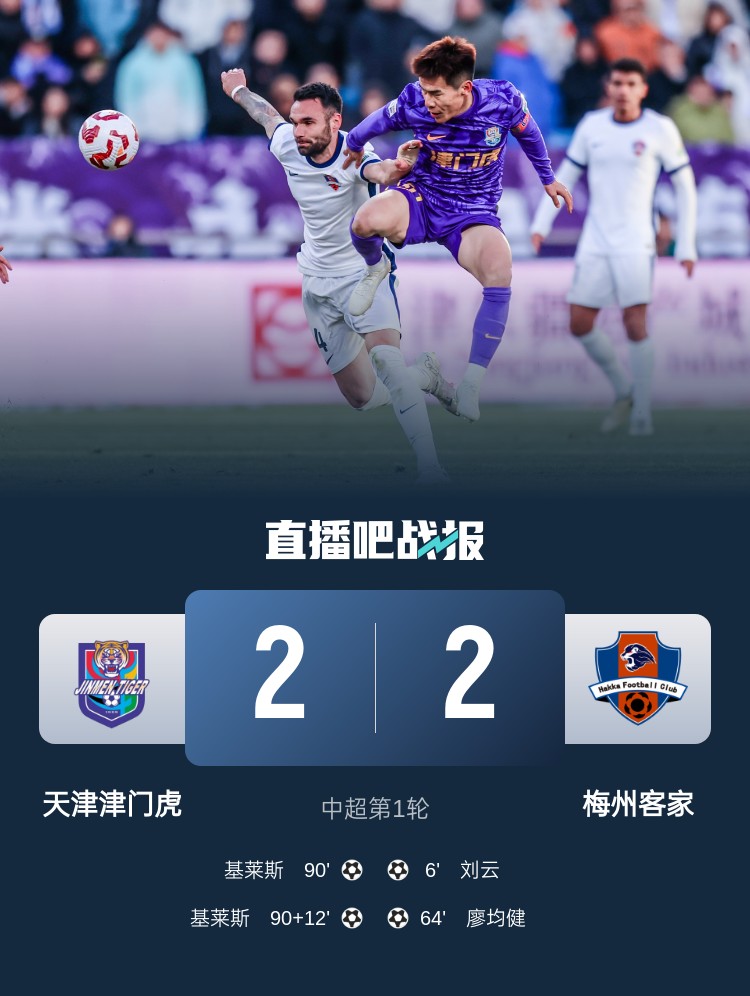  和風勁吹！今日下午中超4場比賽全部以平局收場